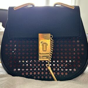 Chloe Black and Gold Perforated Drew Bag